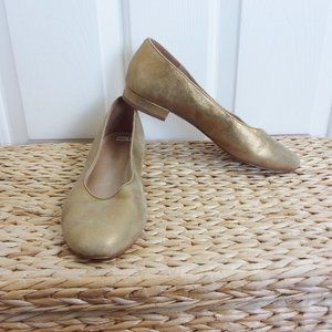 Madewell Flats Metallic Gold Leather 8